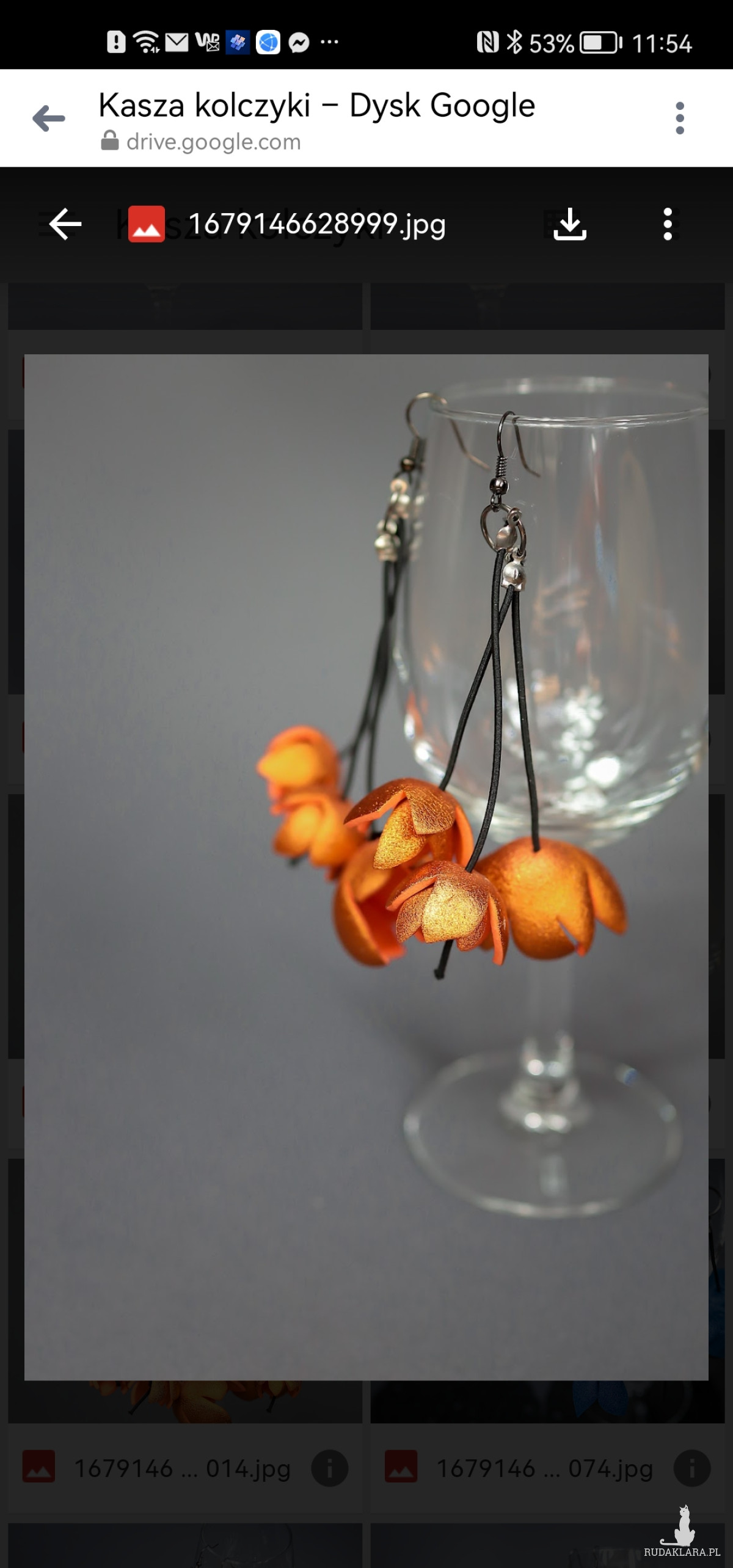 Kolczyki metaliczne pomaranczowe  kwiaty