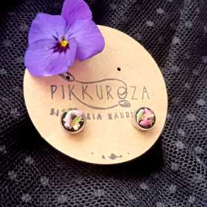 Wkrętki z wrzosem mini kolczyki