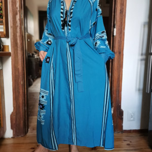 Sukienka boho niebieska drukowana