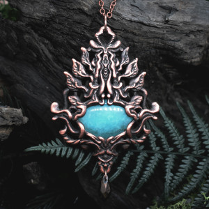 Miedziany ozdobny wisiorek amazonit #356