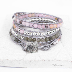 Bransoletka owijana Opale i Labradoryty