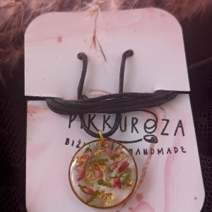 Wisiorek z wrzosem złoty wisiorek