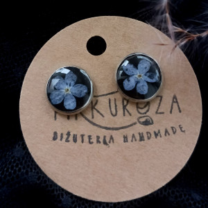 Kolczyki z niezapominajkami czarne kolczyki z niebieskimi kwiatkami