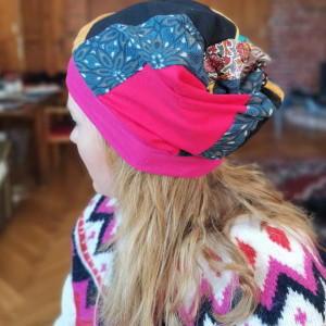 Czapka patchworkowa codzienna  na podszewce