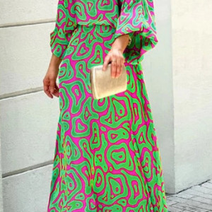 Sukienka komplet zielono czerwona