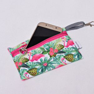 Etui na telefon saszetka na klucze wodoodporna etui do torebki organizer flamingi