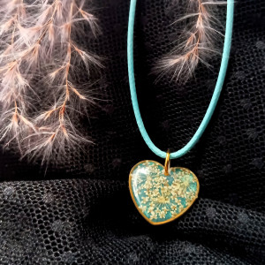 Wisiorek serce zielony wisiorek dzika marchew