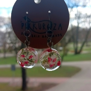 Kolczyki wiszące z wrzoścem