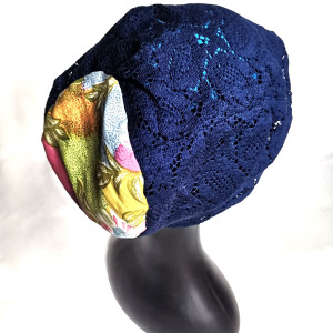 Czapka granatowa koronkowa uniwersalna