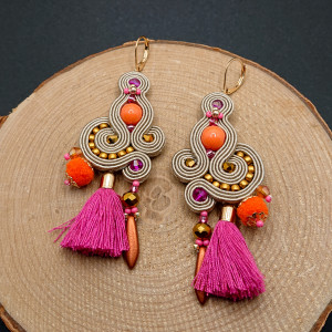 BEŻOWO-KOLOROWE KOLCZYKI SUTASZ W STYLU BOHO 3