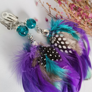 Klipsy pióra etno boho folk