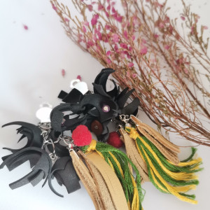 Klipsy etno boho skóra