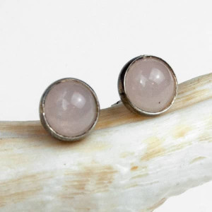 Srebrne kolczyki z kwarcem różowym a310