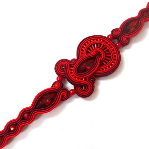 CZERWONA BRANSOLETKA SUTASZ bordowa 100% hand made