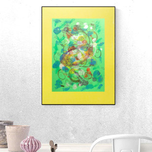 abstrakcyjna grafika 30x40, nowoczesny rysuenk A3, malowana ręcznie abstrakcja, obraz do loftu, minimalizm dekoracja na ścianę,