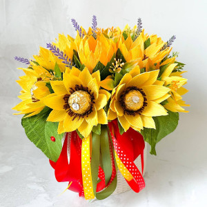 Bukiet słoneczników z cukierkami (rozmiar XL)