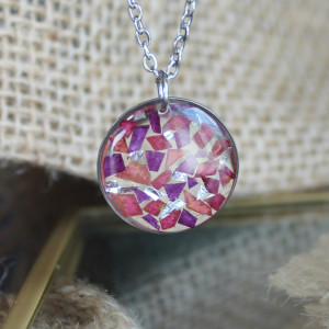 Srebrna zawieszka srebrny wisiorek kwiat naszyjnik żywica z żywicy kwiaty z kwiatami róża storczyk