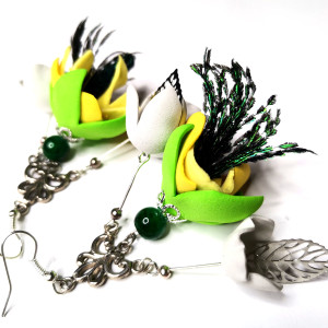 Kolczyki kwiaty piora