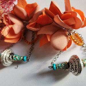 Kolczyki kwiaty korale boho