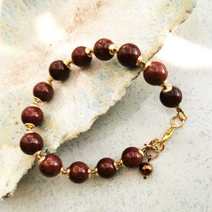 Pozłacana bransoletka z brązowym turkusem c1100