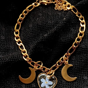 Złota bransoletka z niezapominajką bransoletka łańcuch