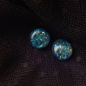 Kolczyki granatowe z żywicy brokat kamień