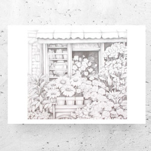 rustykalny plakat z kwiatkami, okna plakat A4, czarno białe plakaty do domu, biało szary plakat z kwiatami, kwiaty plakat, mały plakat do sypialni, fajne plakaty na ścianę, poster A4