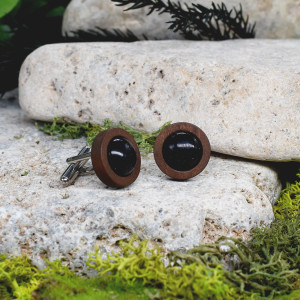 Drewniane spinki do mankietów koszuli z kamieniem Noc kairu #40