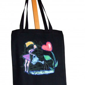 Bawełniana torba na zakupy z nadrukiem autorskiej grafiki Walentynkowej (Kopia)