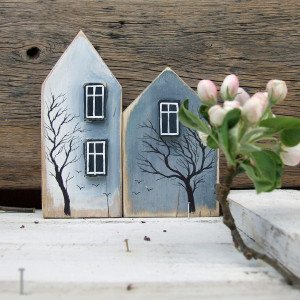 2 drewniane domki dekoracyjne - Leśne Domki