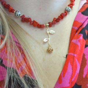 Naszyjnik - koral i jaspis dalmatyński