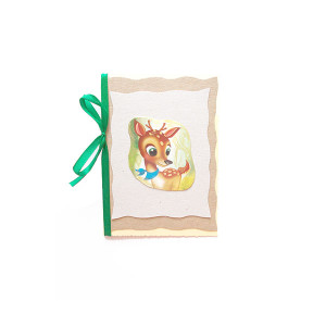 kartka z sarenką, sarenka kartka, bajkowa kartka bez życzeń, kartka dla dziewczynki, kartka dla dziecka, zaproszenie, podziękowanie, eko kartka