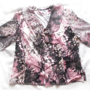 vintage bluzka z falbanką, boho bluzka w kwiaty, vintage bluzeczka rozmiar 50, damska bluzka rozmiar 50