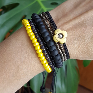 Bransoletka Boho Makrama Sznurek Żółta