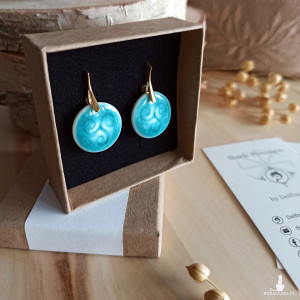 Kolczyki Słowiańskie TRISKEL z porcelany, pozłacane srebro 925 ~ Slavic Porcelain ~