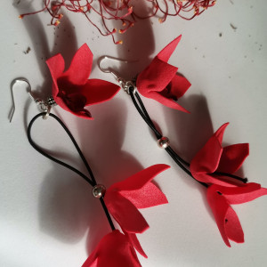 kolczyki czerwone  lekkie folk boho