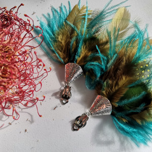 Klipsy etno boho pióra