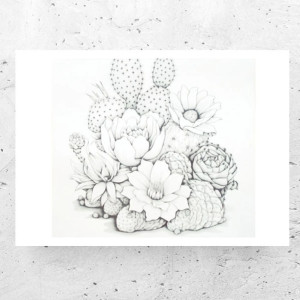 czarno białe plakaty A4, nowy plakat z kaktusem, biało czarny plakat 21x30, botaniczny plakat, kwiaty plakat, minimalizm plakaty, boho plakaty, kaktus plakat na ścianę, mały plakat rośliny