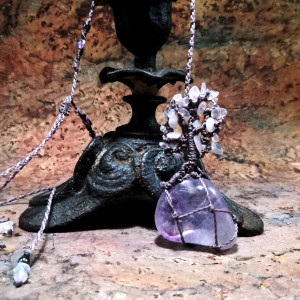 Drzewko Szczęścia Ametyst DRZEWO ŻYCIA Yggdrasil  mikro makrama delfina dolls