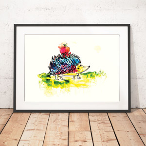 jeż plakat dla dzieci, jeż obrazek do dziecięcego pokoju, bajkowy plakat z jeżem, plakat dla chłopca, plakat dla dziewczynki