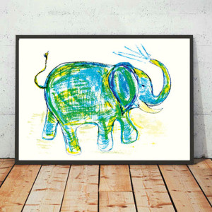 plakat ze słoniem, słoń plakat A4,  obrazek ze słoniem, palakat do dziecięcego pokoju, plakat do pokoju nastolatki