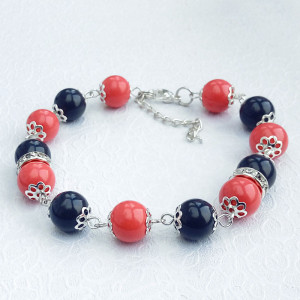 Bransoletka granatowo-koralowa