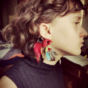 nausznica pióra kwiaty kolory boho