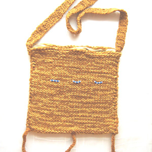 musztardowa torba na ramię, worek na ramię, boho torba, etno torba z włóczki, etniczna torba, włóczkowa torba, miodowa torba