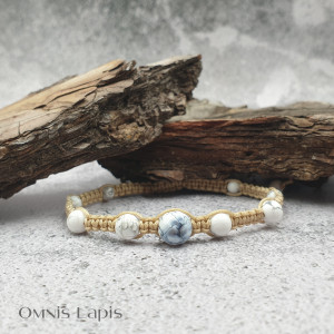 Bransoletka makrama - agat, howlit