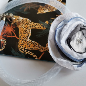 Naszyjnik obroża  materiałowy kwiat