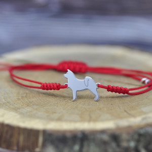 Akita amerykańska - bransoletka z psem, srebro 925