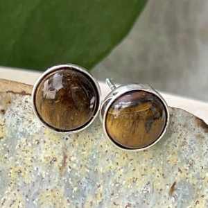 Srebrne sztyfty z tygrysim okiem d027