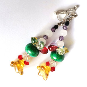 Klipsy kolorowe szkiełka koraliki kamienie