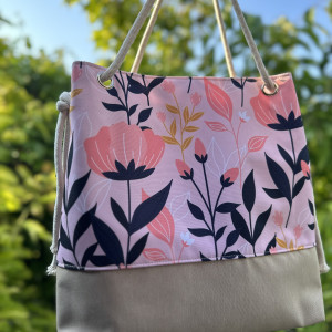 Bucket bag torba worek na lato kwiaty i róż